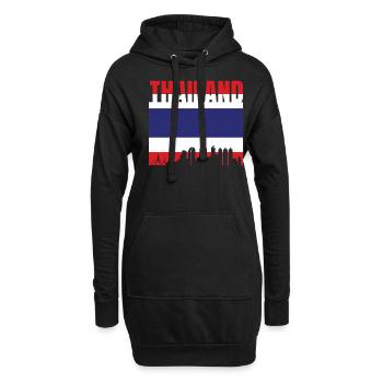 Thailand Flagge Skyline Geschenk - Hoodie-Kleid - Schwarz - Vorne