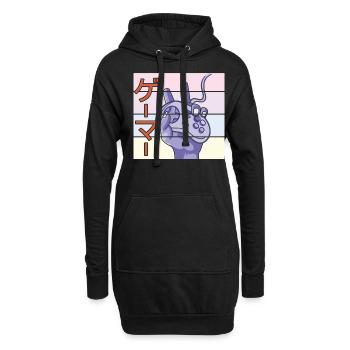 Japonais Jouer Amateur de Jeux Vidéo Arcade Gamer Gaming - Sweat-shirt à capuche long Femme - noir - Devant