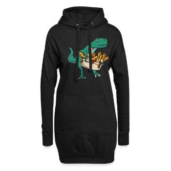 Kanadische Poutine Pommes Frites Mittagessen - Hoodie-Kleid - Schwarz - Vorne