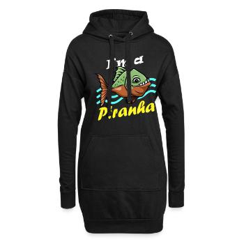 Piranha Geschenk - Hoodie-Kleid - Schwarz - Vorne