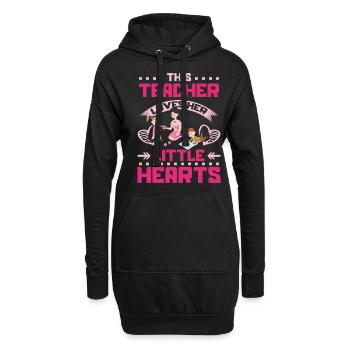 Cette enseignante aime ses petits cœurs - Sweat-shirt à capuche long Femme - noir - Devant