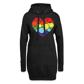 Art Pattern Heart Coloré Journée internationale des points - Sweat-shirt à capuche long Femme - noir - Devant