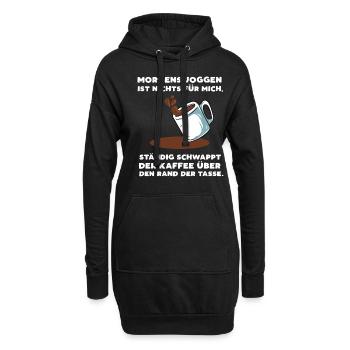 Kaffee Joggen Morgens - Hoodie-Kleid - Schwarz - Vorne