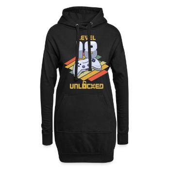 Retro Video Game Lover Age 18 Level Unlocked - Hoodie-Kleid - Schwarz - Vorne