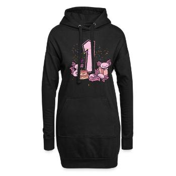 1. Geburtstag Axolotl - Hoodie-Kleid - Schwarz - Vorne