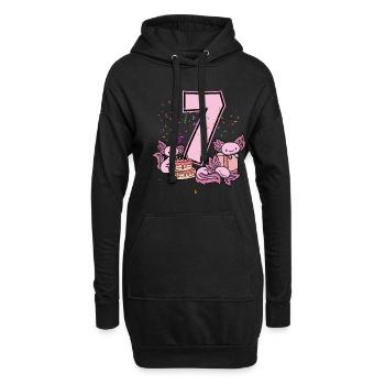 7. Geburtstag Axolotl - Hoodie-Kleid - Schwarz - Vorne