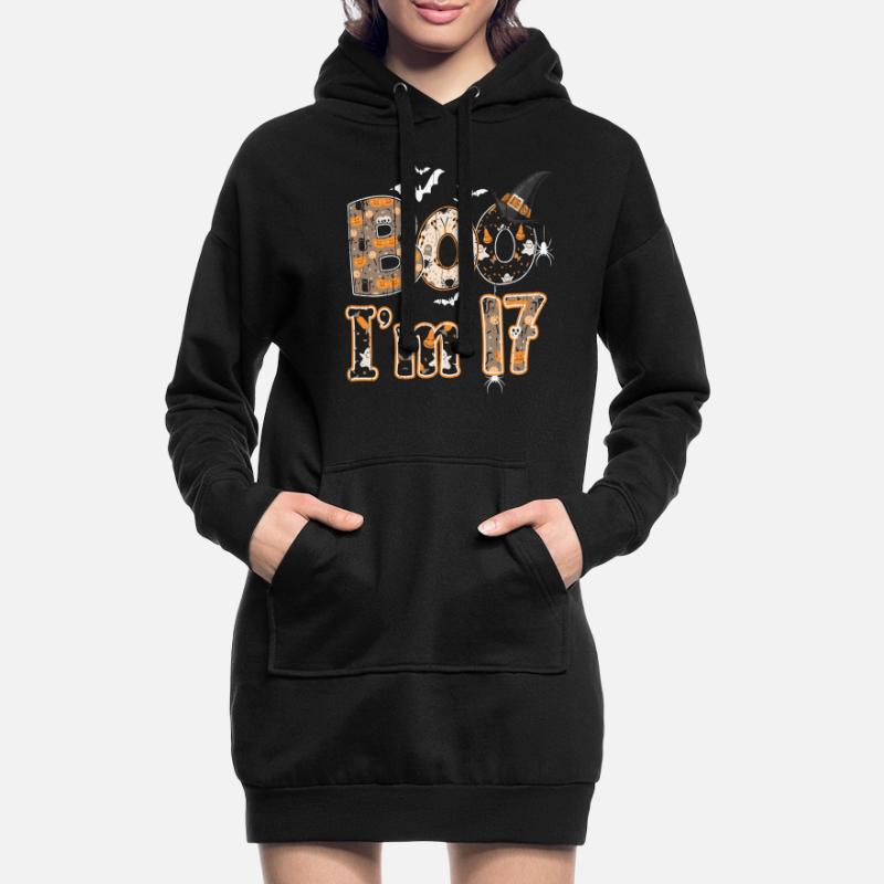 Halloween Pattern Ghost Creatures Birth Age 17 Hoodie Dress