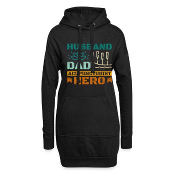 Mari papa acupuncteur héros - Sweat-shirt à capuche long Femme - noir - Devant