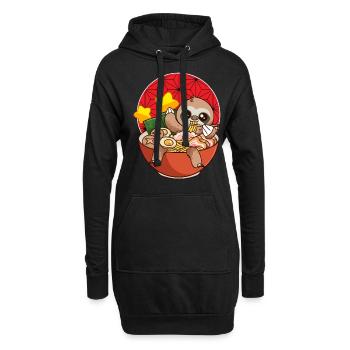 Lazy Kawaii Manger Ramen Japon - Sweat-shirt à capuche long Femme - noir - Devant