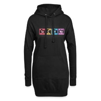 Elektronische Musik Techno Periodensystem DJ - Hoodie-Kleid - Schwarz - Vorne