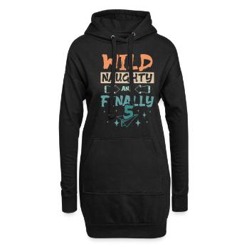 5th birthday wild naughty and finally 4 years old - Hoodie-Kleid - Schwarz - Vorne