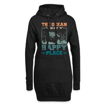 L’océan est mon endroit heureux - Sweat-shirt à capuche long Femme - noir - Devant