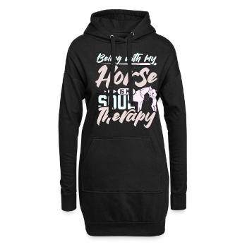 Être avec mon cheval est ma thérapie de l’âme - Sweat-shirt à capuche long Femme - noir - Devant