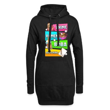 Dessins d’anime Ramen Te Boba et Manga Japon - Sweat-shirt à capuche long Femme - noir - Devant