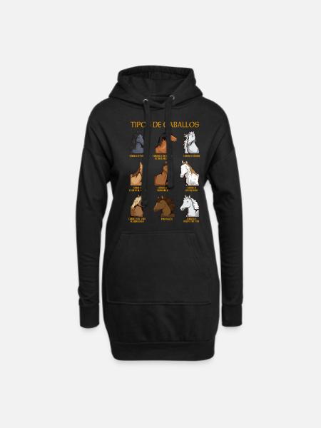 Arten von Pferden Spanisches Reiten - Hoodie-Kleid - Schwarz