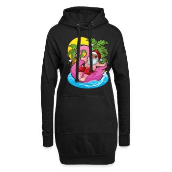 Santa Claus Beach Float Flamingo Weihnachten - Hoodie-Kleid - Schwarz - Vorne