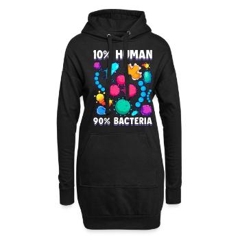 10 Mensch 90 Bakterien Biologie Wissenschaft - Hoodie-Kleid - Schwarz - Vorne