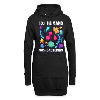 10 Mensch 90 Bakterien Biologie Wissenschaft - Hoodie-Kleid - Schwarz - Vorne