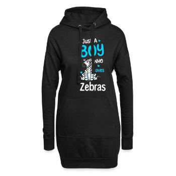 Nur Ein Junge, Der Zebras Liebt - Hoodie-Kleid - Schwarz - Vorne