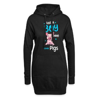 Nur Ein Junge, Der Schweine Liebt - Hoodie-Kleid - Schwarz - Vorne