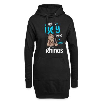 Nur Ein Junge, Der Nashörner Liebt - Hoodie-Kleid - Schwarz - Vorne