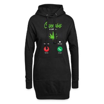 Cannabis Rauchen - Hoodie-Kleid - Schwarz - Vorne
