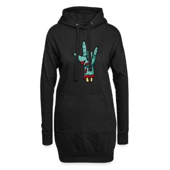 Zombie Hand Rock n Roll Ongles en os - Sweat-shirt à capuche long Femme - noir - Devant