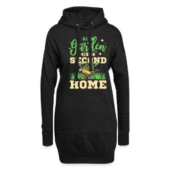 The garden is my second home - Hoodie-Kleid - Schwarz - Vorne