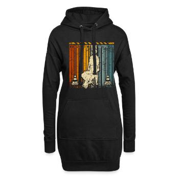 Retro vintage construction worker - Hoodie-Kleid - Schwarz - Vorne