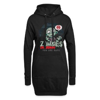 Zombies essen Gehirne du bist Sicher - Hoodie-Kleid - Schwarz - Vorne