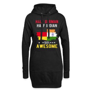 Moitié Allemand Moitié Indien - Sweat-shirt à capuche long Femme - noir - Devant