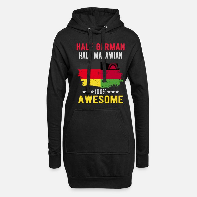 Halb Deutsch Halb Malawi - Hoodie-Kleid - Schwarz