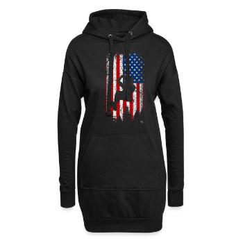Tyrolienne drapeau américain usa 4 juillet - Sweat-shirt à capuche long Femme - noir - Devant