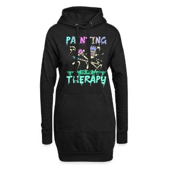 La peinture est ma thérapie - Sweat-shirt à capuche long Femme - noir - Devant