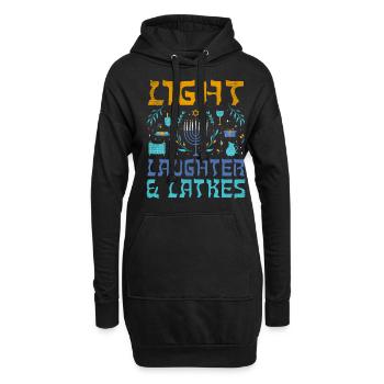 Light Latkes Juif Noël Juif Hanoukka Modèle - Sweat-shirt à capuche long Femme - noir - Devant
