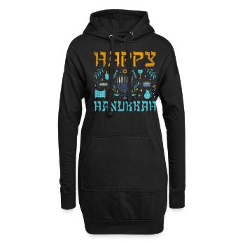 Noël juif Joyeux Hanoukka Modèle - Sweat-shirt à capuche long Femme - noir - Devant