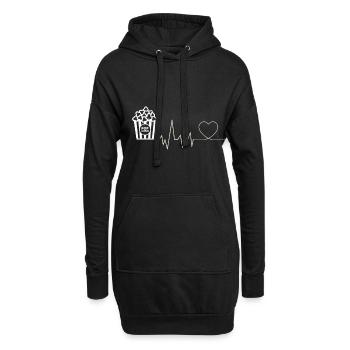 Popcorn Heartbeat Filmabend Kinoabend Reis Snack - Hoodie-Kleid - Schwarz - Vorne