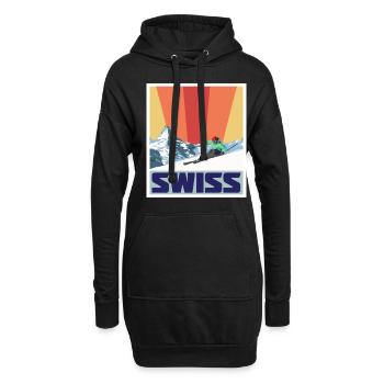 Nationalpark Schweizer Engadin Souvenir Alpen Schw - Hoodie-Kleid - Schwarz - Vorne