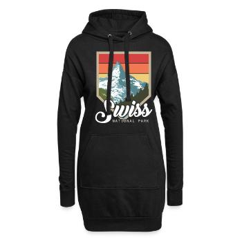 Nationalpark Swiss Souvenir Schweiz Wanderberge - Hoodie-Kleid - Schwarz - Vorne