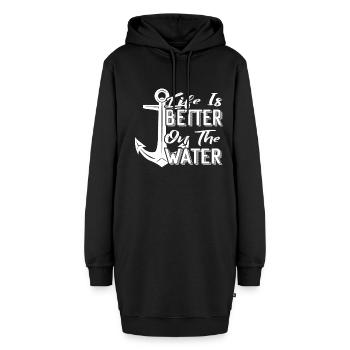 La vie est sur l’eau-ancre-proverbe-chercher-chercher - Sweat-shirt à capuche long Femme - noir - Devant