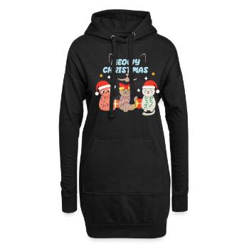 Santa Cat December Merry Meow Christmas - Hoodie-Kleid - Schwarz - Vorne
