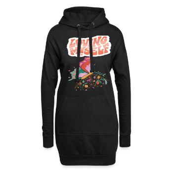 Aimer le papillon Motivation Dicton avec Butterfl - Sweat-shirt à capuche long Femme - noir - Devant