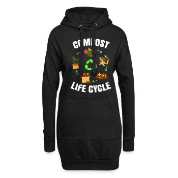 Kompost Würmer Geschenk - Hoodie-Kleid - Schwarz - Vorne