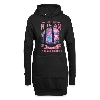 Delfinkostüm Wal Süße Delfine Unterwasserwelt - Hoodie-Kleid - Schwarz - Vorne