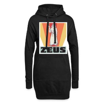 Zeus Retro Griechenland Gott Griechische Mythologi - Hoodie-Kleid - Schwarz - Vorne