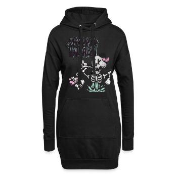 Fröhliches Halloween-Skelett-Halloween-Party-Albtr - Hoodie-Kleid - Schwarz - Vorne