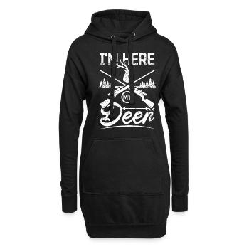 Chasse au chevreuil, je suis ici mon cerf - Sweat-shirt à capuche long Femme - noir - Devant