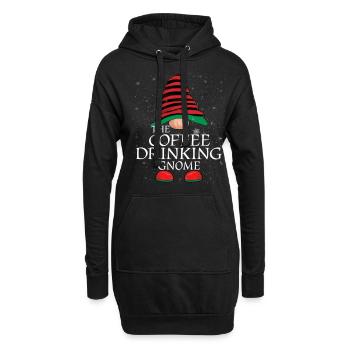 Café Buvant Gnome Famille Matching Noël - Sweat-shirt à capuche long Femme - noir - Devant