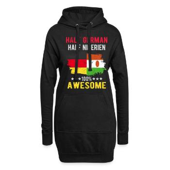 moitié allemand moitié nigérien - Sweat-shirt à capuche long Femme - noir - Devant