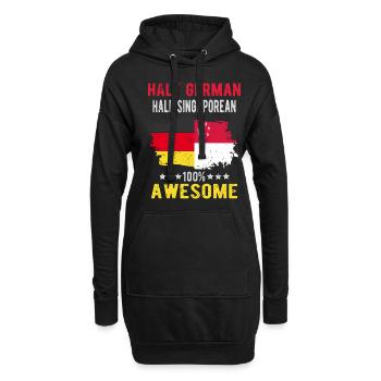 Halb Deutsch Halb Singapurer - Hoodie-Kleid - Schwarz - Vorne